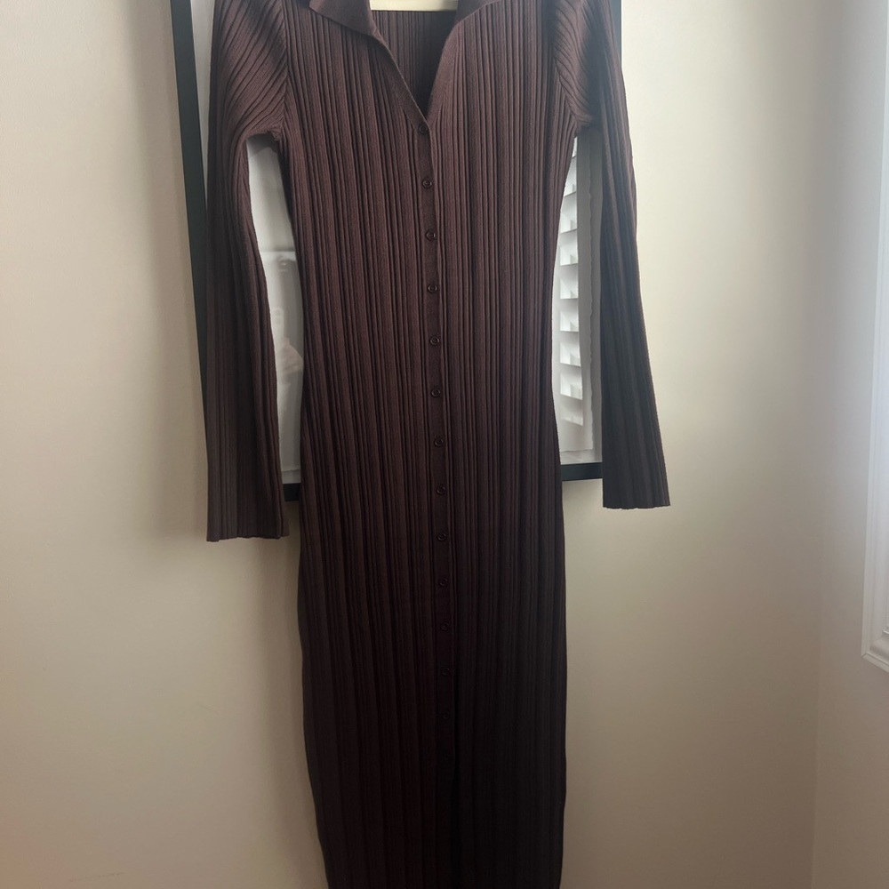 Z Supply Brown long sleeve ribbed dress